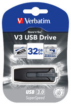 Verbatim 32GB V3 USB3.0 Grey Store'n'Go V3; Retractable USB Storage Drive Memory image 0