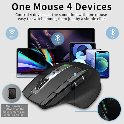 RAPOO MT750S Multi-Device Bluetooth & 2.4G Wireless Mouse - Upto DPI 3200 Rechar image 2