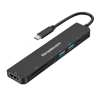 Simplecom CH547 USB-C 7-in-1 Multiport Adapter USB Hub HDMI Card Reader PD image 1
