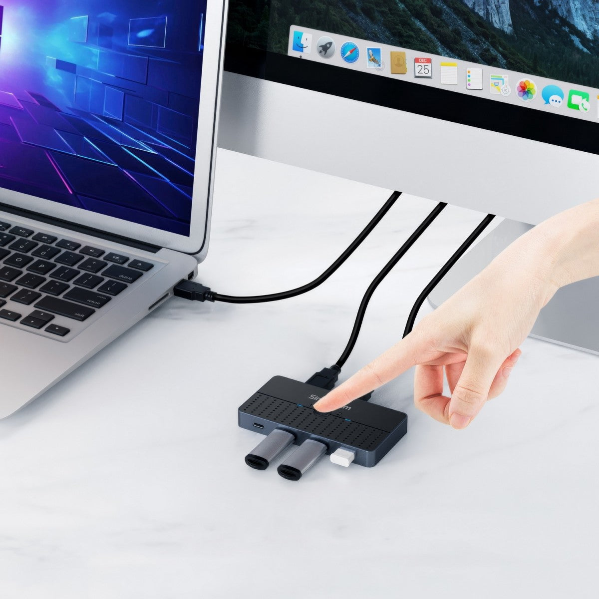 Simplecom KM320 2-Way SuperSpeed USB Switch 4-Port Hub with USB-C USB 3.0 5Gbps image 3