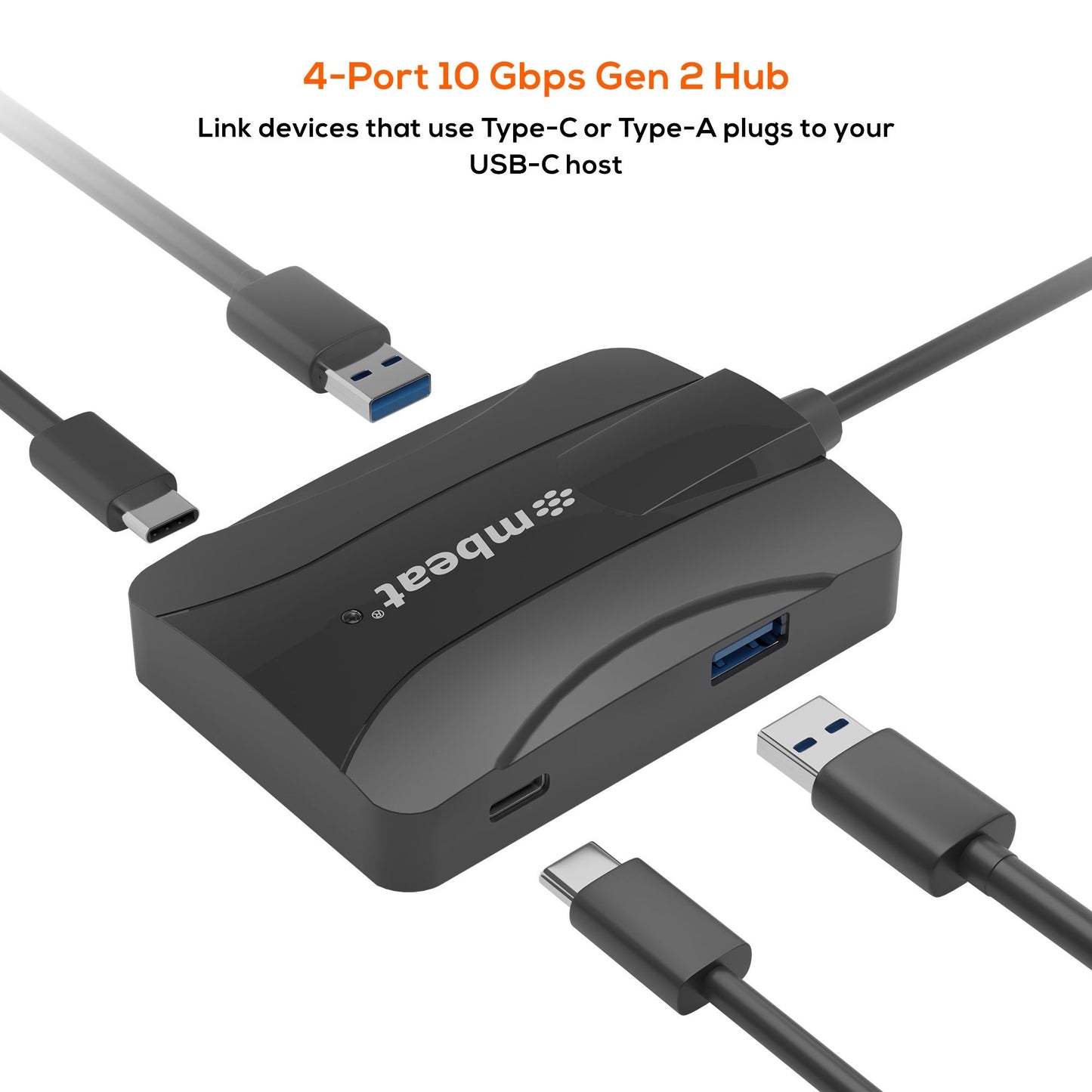 mbeat® 4-Port 10Gbps USB-C 3.2 Gen2 Hub (2 USB-A & 2 USB-C) image 1