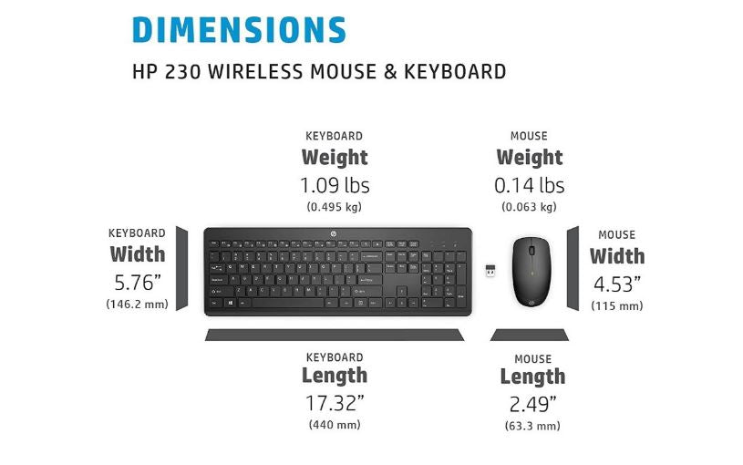 HP 230 Wireless Keyboard & Mouse Combo 12 function keys chiclet comfortable low image 2