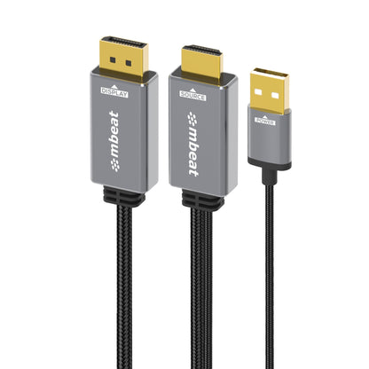 mbeat Tough Link 1.8m HDMI to DisplayPort Cable with USB Power  4K@60Hz (3840×2 image 0