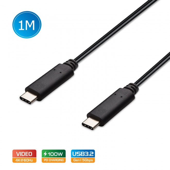 Simplecom CA512 USB-C to USB-C Cable USB 3.2 Gen2 10Gbps 5A 100W PD 4K@60Hz 1M image 0