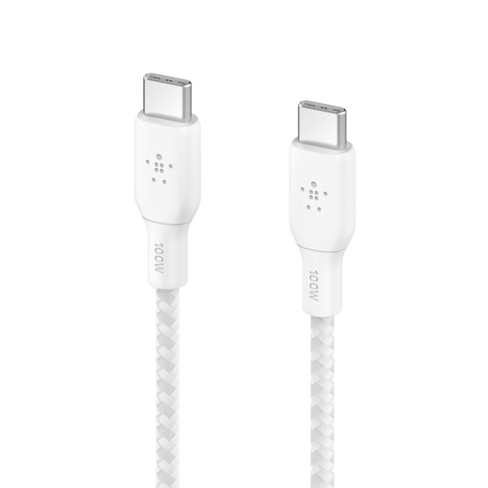 Belkin BoostCharge Braided USB-C to USB-C Cable 2M - White (CAB014bt2MWH), 100W, image 2