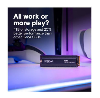Crucial P310 4TB Gen4 2280 NVMe SSD Heatsink 7100/6000 MB/s R/W 800TBW 1000K/100 image 2