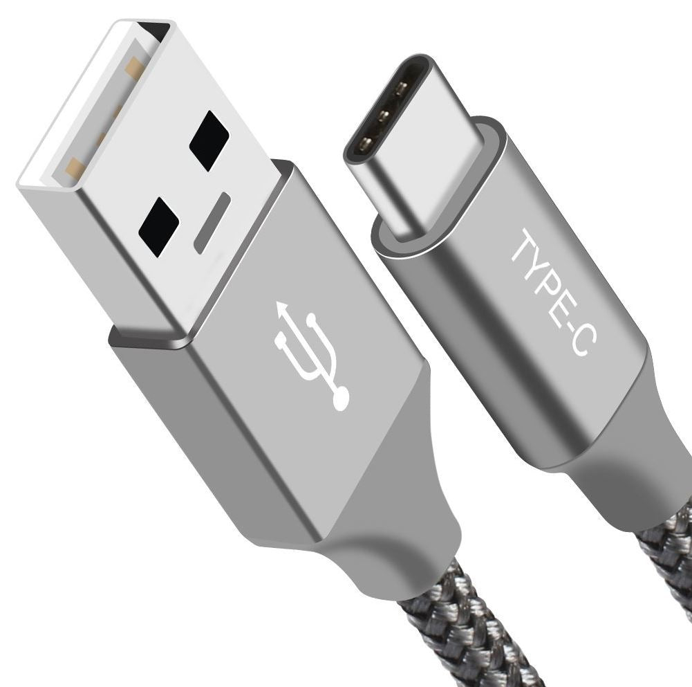Astrotek 1m USB-C Type-C Data Sync Charger Cable Silver Strong Braided Heavy Dut image 0