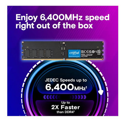 Crucial 64GB (2x32GB) DDR5 CUDIMM 6400MHZ CL52 Desktop PC Memory for Intel Core image 1