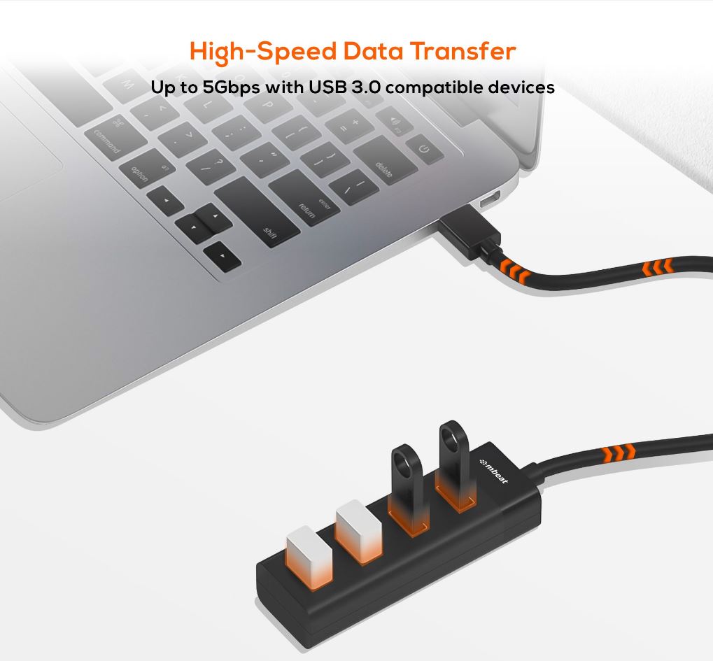 mbeat® 4-Port USB 3.0 Hub - Black image 1