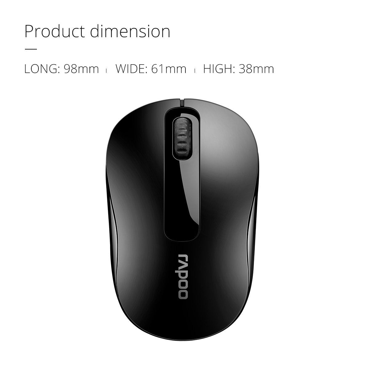 RAPOO M10 PLUS  2.4GHz Wireless Optical Mouse Black - 1000dpi 3Keys image 3