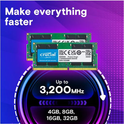 Crucial 64GB (2x32GB) DDR4 UDIMM 3200MHz CL22 1.2V Dual Ranked Desktop PC Memory image 1