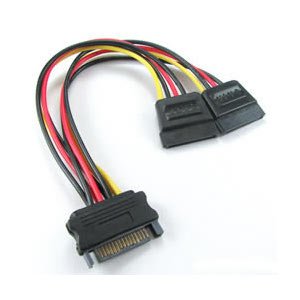 RC-5084 SATA Power Splitter Cable, 1 x 15pin M, 2 x 15 pin F, 15 cm image 0
