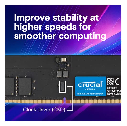Crucial 16GB (1x16GB) DDR5 CUDIMM 6400MHZ CL52 Desktop PC Memory for Intel Core image 3
