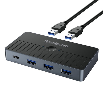 Simplecom KM320 2-Way SuperSpeed USB Switch 4-Port Hub with USB-C USB 3.0 5Gbps image 0