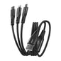 Pisen Braided 3-in-1 USB-A to Lightning + USB-C + Micro-USB Cable (1.5M) - Black image 0