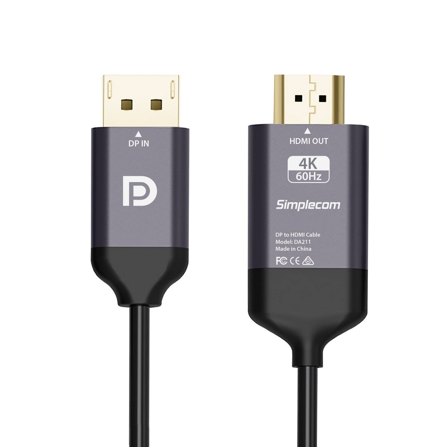 Simplecom DA211 Active DisplayPort to HDMI 2.0 Cable 2M 4K@60Hz image 1