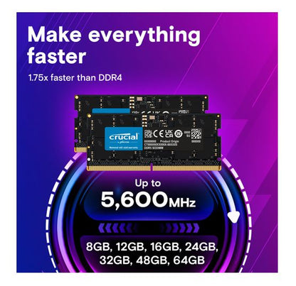 Crucial 64GB (1x64GB) DDR5 SODIMM 5600MHz CL46 Desktop PC Memory image 2