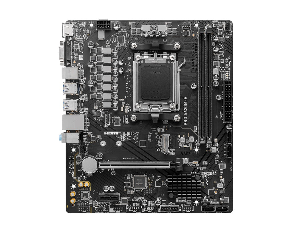 MSI PRO A620M-E AM5 mATX MB 2xDDR5 1xPCIE 16 1 PCI-E 1 1xM.2 4xSATA 4xUSB 3.2 2x image 1