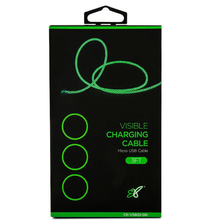 Astrotek 1m LED Light Up Visible Flowing Micro USB Charger Data Cable Green Char image 2