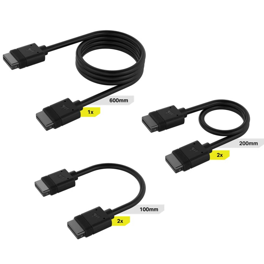 Corsair  iCUE LINK Cable Kit - 100mm x 1, 200mm x 1, 600mm x 1 Black image 0