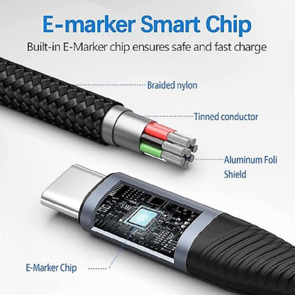 Pisen Braided USB-C to USB-C (3.2 Gen2) Charge & Video (8K@60Hz) Cable (1M) Blac image 3