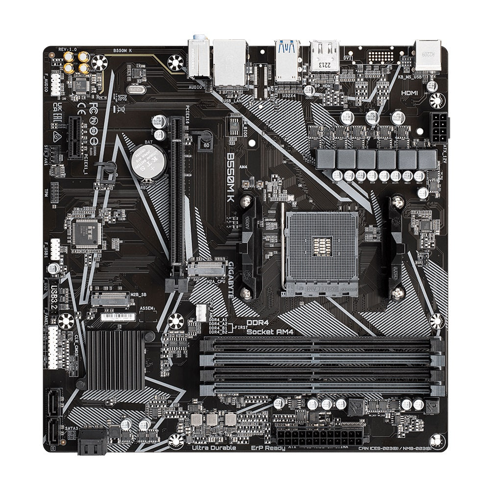 Gigabyte B550MK AMD AM4 M-ATX Motherboard 4x DDR4~128GB,1x PCIe x16, 1 x PCIe x1 image 3