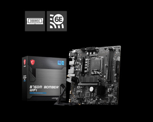 MSI PRO B760M BOMBER WIFI  mATX Motherboard, 4x DDR5~128GB, 2x PCI-E x 16, 1x PC image 0