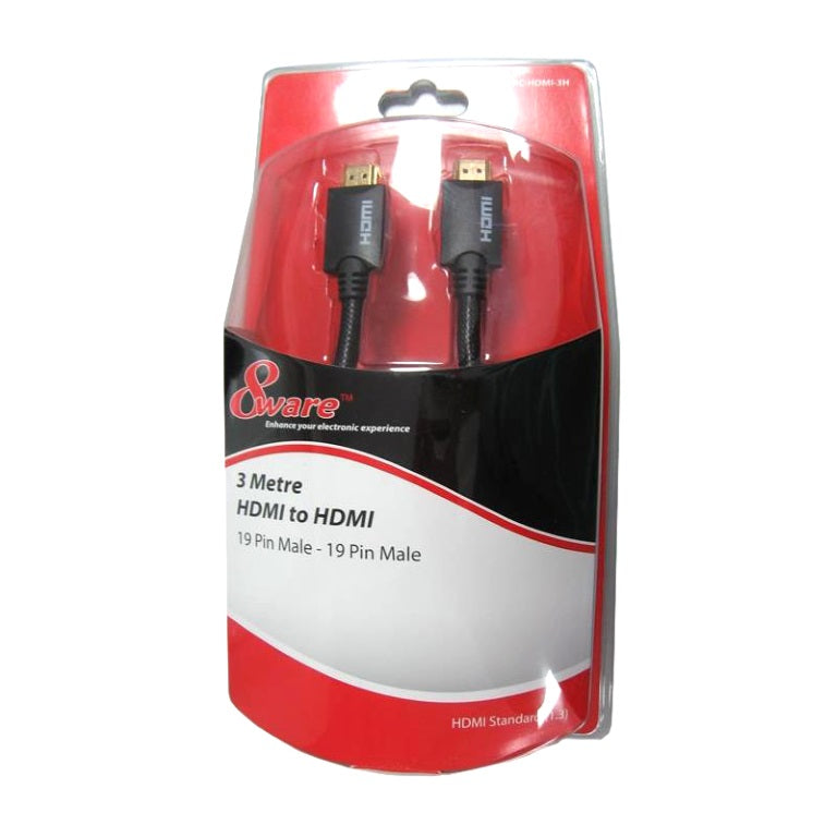 8Ware HDMI Cable 3m - Retail Pack V1.4 19pin M-M Male to Male Gold Plated 3D 108 image 1