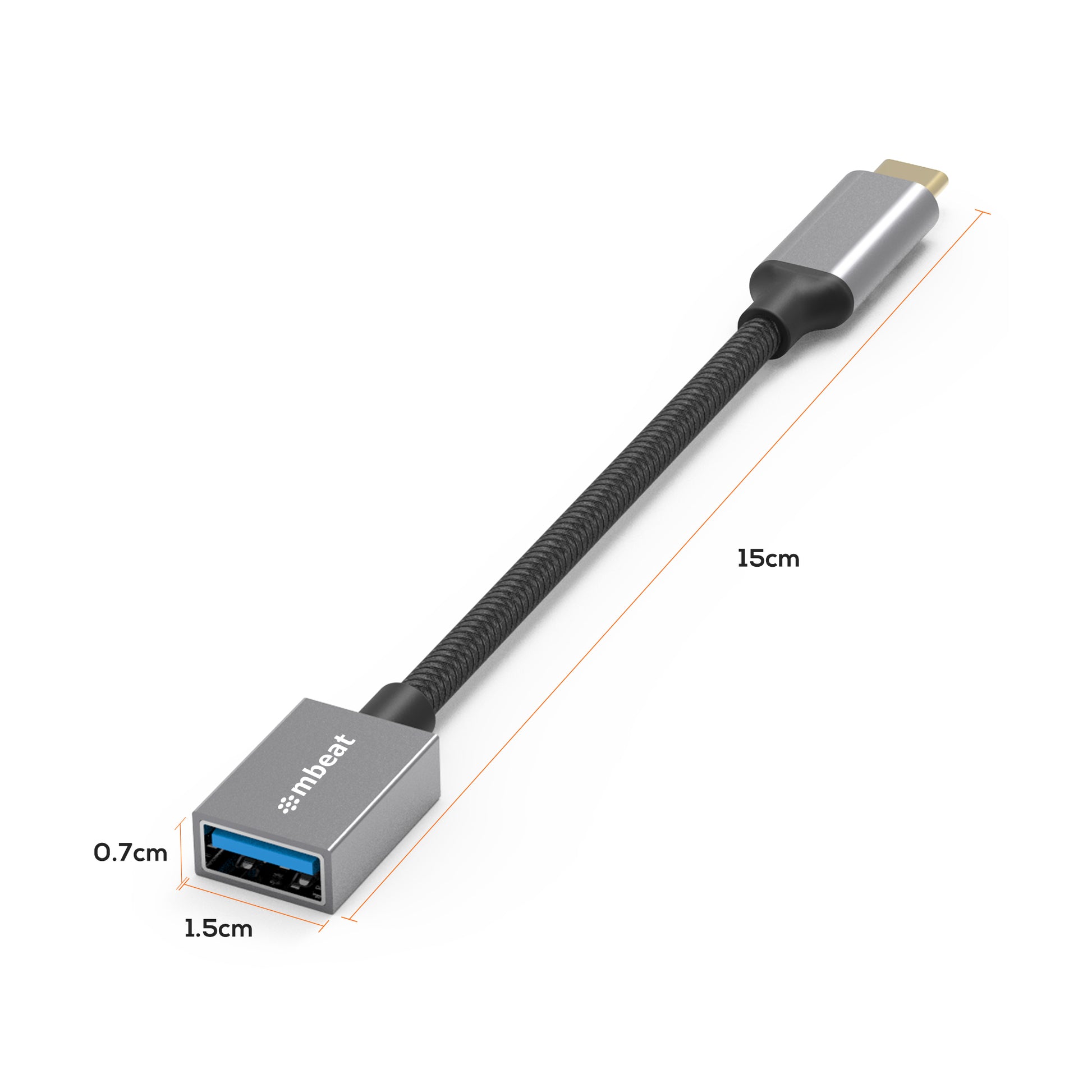 mbeat 'Tough Link' USB-C to USB 3.0 Adapter with Cable - Space Grey image 3