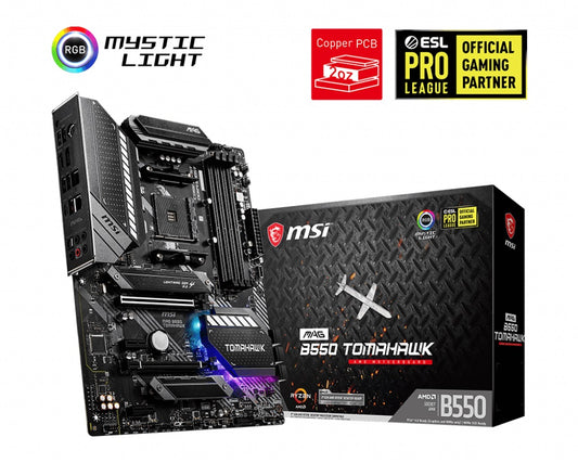 MSI MAG B550 TOMAHAWK AM4 ATX MB 4xDDR4 2xPCIEx16 2xPCIEx1 2xM.2 RAID LAN DP HDM image 0