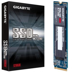 Gigabyte M.2 PCIe NVMe SSD 128GB V2 1550/550 MB/s 100K/130K IOPS 2280 80mm 1.5M hrs MTBF HMB TRIM & S.M.A.R.T Solid State Drive 5yrs Wty
