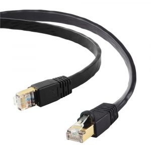 Edimax 15m Black 40GbE Shielded CAT8 Network Cable - Flat 100% Oxygen-Free Bare
