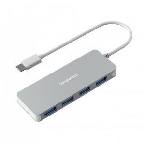 Simplecom CH320 Ultra Slim Aluminium USB 3.1 Type C to 4 Port USB 3.0 Hub - Sliver