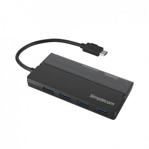 Simplecom CH330 Portable USB-C to 4 Port USB-A Hub USB 3.2 Gen1 with Cable Stora