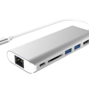 Astrotek All-in-One Dock Thunderbolt USB-C 3.1 Type-C to HDMI 2xUSB3.0 Hub Card Reader RJ45 Gigabit LAN TypeC PD Function for Macbook Pro Air Laptop