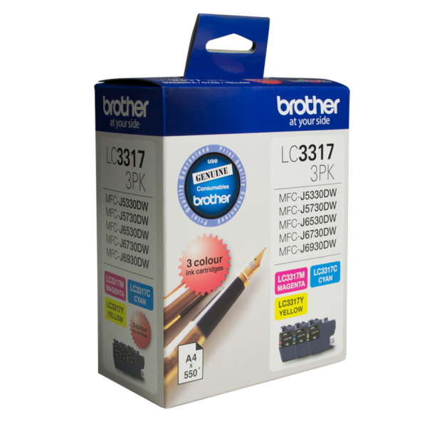 Brother LC-3317 Colour Value Pack - 1 x Cyan 1 x Magenta 1 x Yellow