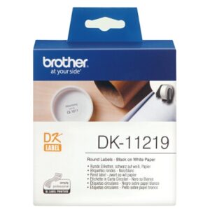 Brother DK-11219 White round die-cut labels 12mm diameter 1000 labels per roll