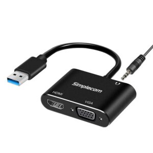 Simplecom DA316A USB to HDMI + VGA Graphics Adapter with 3.5mm Audio