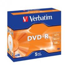 Verbatim 95070 DVD-R 4.7GB Jewel Case 5 Pack 16x