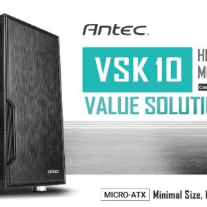 Antec VSK10 mATX Case. 2x USB 3.0 Thermally Advanced Builder's Case. 1x 120mm Fan preinstalled. GPU 350mm