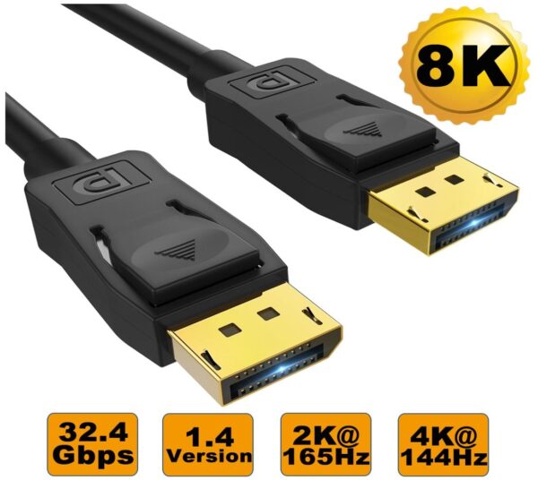 8Ware 3m Ultra 8K DisplayPort DP1.4 Cable - Male to Male Gold Plated 7680x4320 8