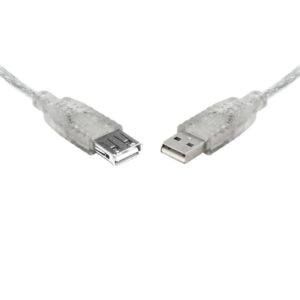 8Ware USB 2.0 Extension Cable 5m A to A Male to Female Transparent Metal Sheath Cable