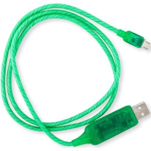 Astrotek 1m LED Light Up Visible Flowing Micro USB Charger Data Cable Green Char