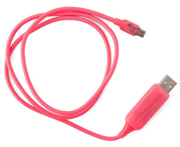Astrotek 1m LED Light Up Visible Flowing Micro USB Charger Data Cable Pink Charg