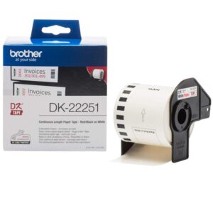 Brother DK-22251 Consumer Paper Roll - PAPER ROLL 62MM X 15.24M (WITH BLACK/RED