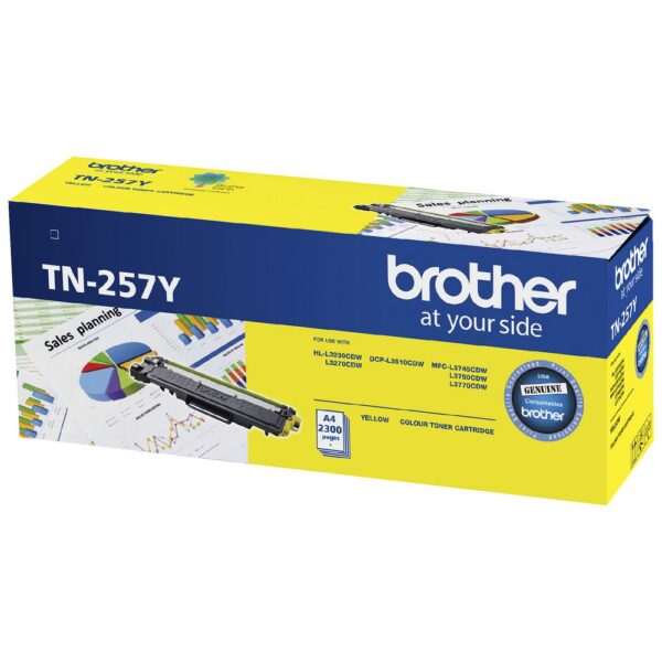Brother TN-257Y Yellow High Yield Toner Cartridge to Suit -  HL-3230CDW/3270CDW/