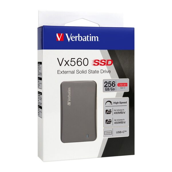 Verbatim Vx560 USB3.1 External SSD 256GB  (replacement of 47442) *Clearance*