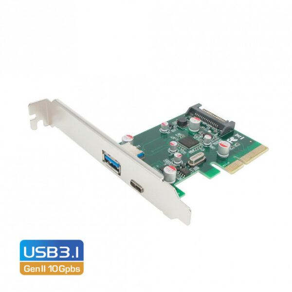 Simplecom EC312 PCI-E 2.0 x4 to 2 Port USB 3.1 Gen II 10Gpbs Type-C and Type-A C