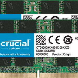 Crucial 32GB (2x16GB) DDR4 SODIMM 2666MHz CL19 1.2V Dual Ranked 2Rx8 Laptop Laptop Memory RAM