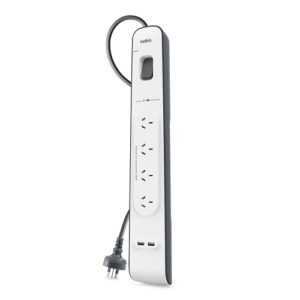 Belkin 2.4 Amp USB Charging 4-outlet Surge Protection Strip - White/Grey(BSV401au2M)